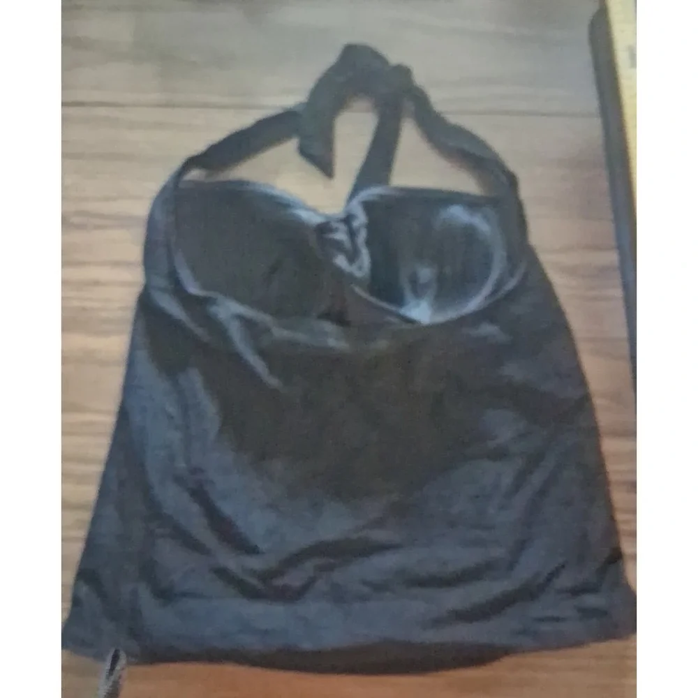 White Stag XL (16/18) Halter Tankini Ruched Swimtop Black Padded top only